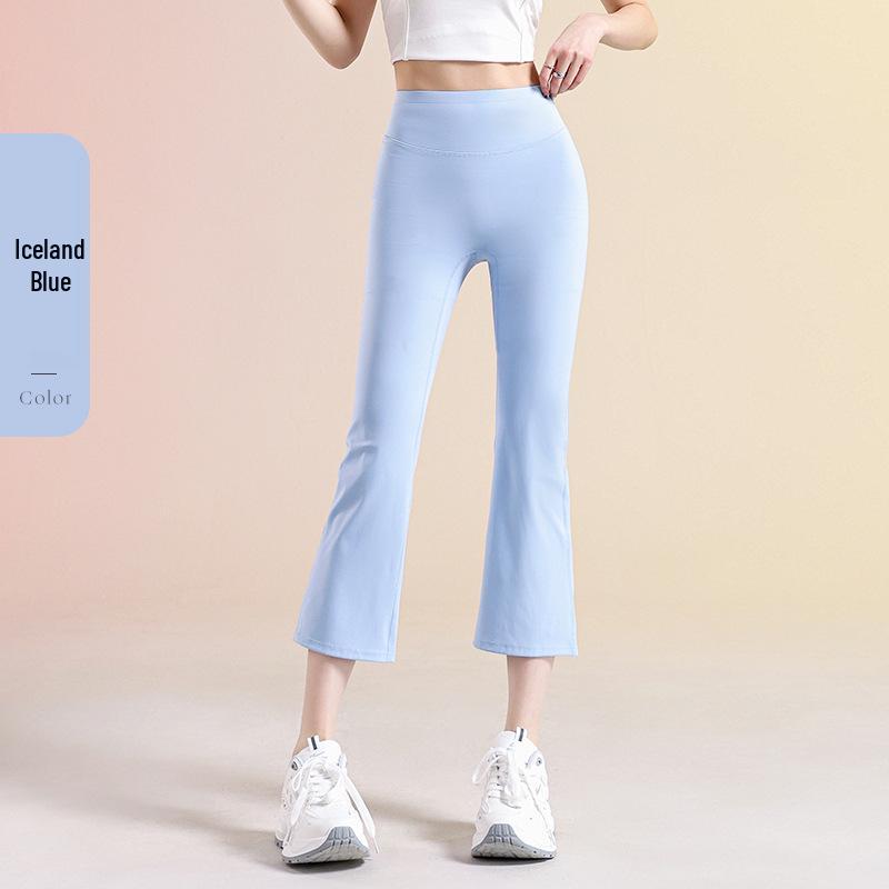 Women's High-Waisted Flared Yoga Pants - Lightweight, Breathable 7/8 Length for Pilates and Summer Fitness