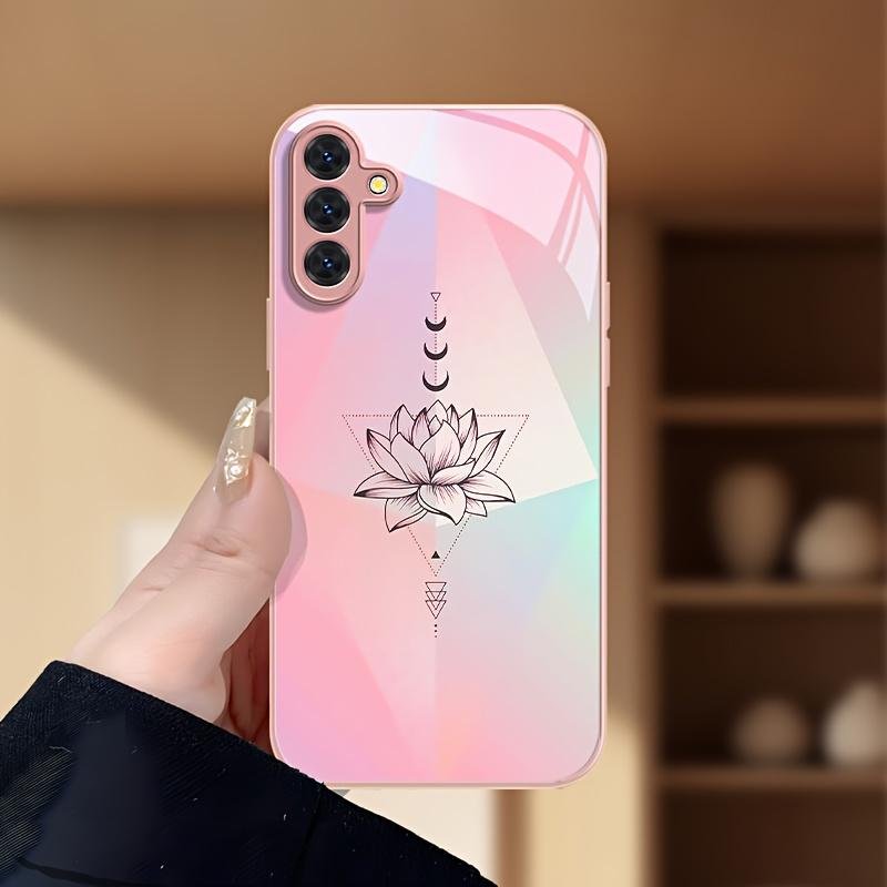 Pink metallic paint glass phone case suitable for Samsung Galaxy S26 S25 S24 S23 S22 S20 FE Ultra Plus anti drop back cover