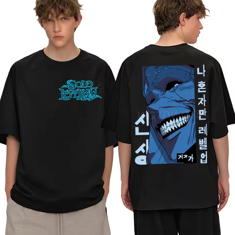 Solo Leveling Street Cool T-shirt Top 100% Cotton Hot Anime Men Clothes Harajuku Streetwear Solo Leveling Anime Men Women Shirt