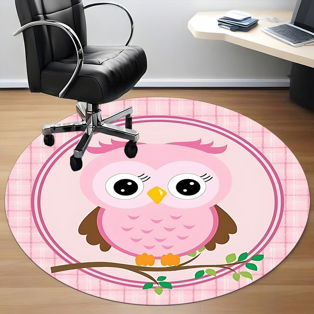 1pc Pink Owl Chair Carpet for Office, Non-slip, Soft and Durable Leisure Rug, Perfect for Office, Living Room yy251103110