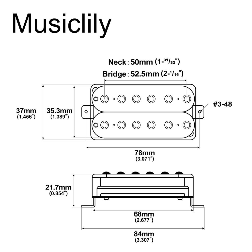 Artec HIVB Invader Ceramic Humbucker Pickups with Hexagonal Pole for Electric Guitar, Zebra (Set of 2)