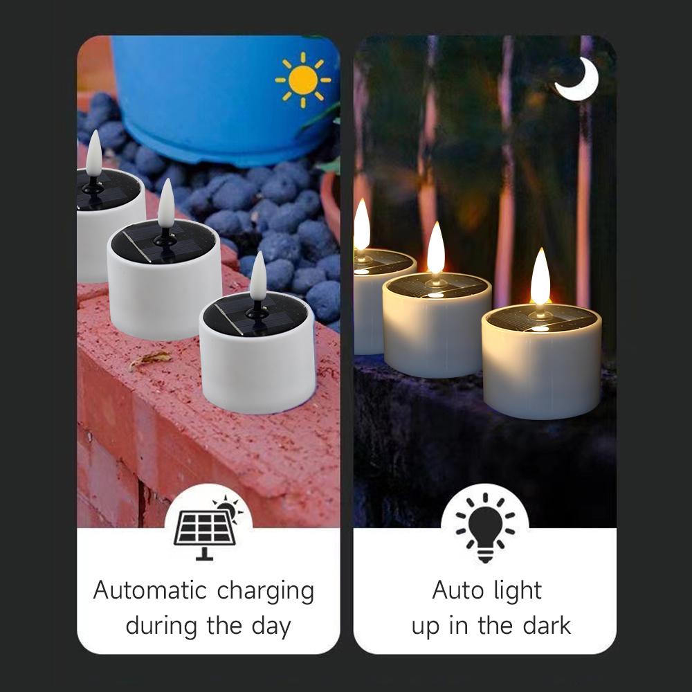 Homemory Solar Tea Lights Solar LED Flameless Candle Lamp Outdoor Waterproof Dusk To Dawn Lighting for Lantern Garden Decor