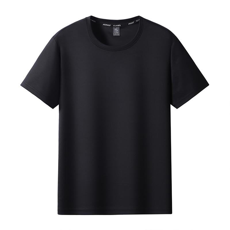 Large Size Solid Color Ice Silk Men's T-shirt Round Neck Short-sleeved Sports Casual Quick-drying Top