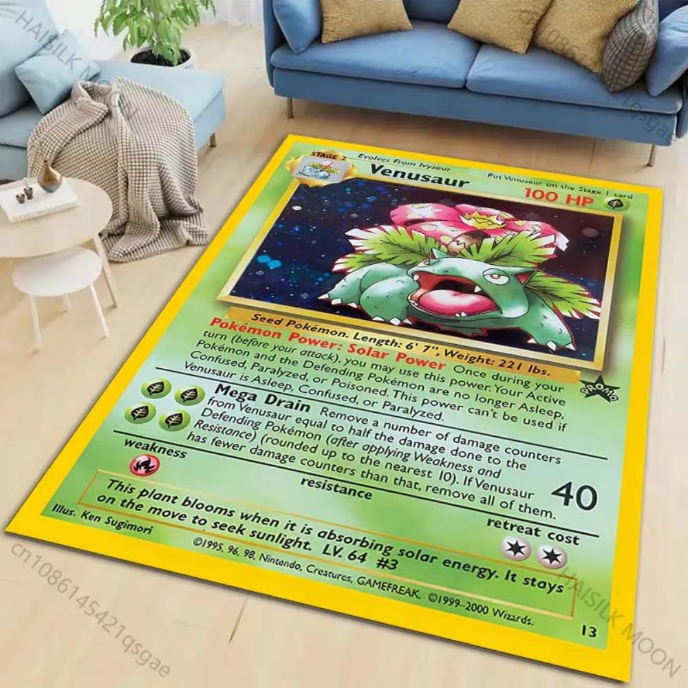 Tappeto Tappetino Tappeto Stampato Pokémon Card Pikachu Charizard Squirtle per Soggiorno Camera da Letto Decorazione Divano Tappeto per Aree della Casa Tappeti da Gioco