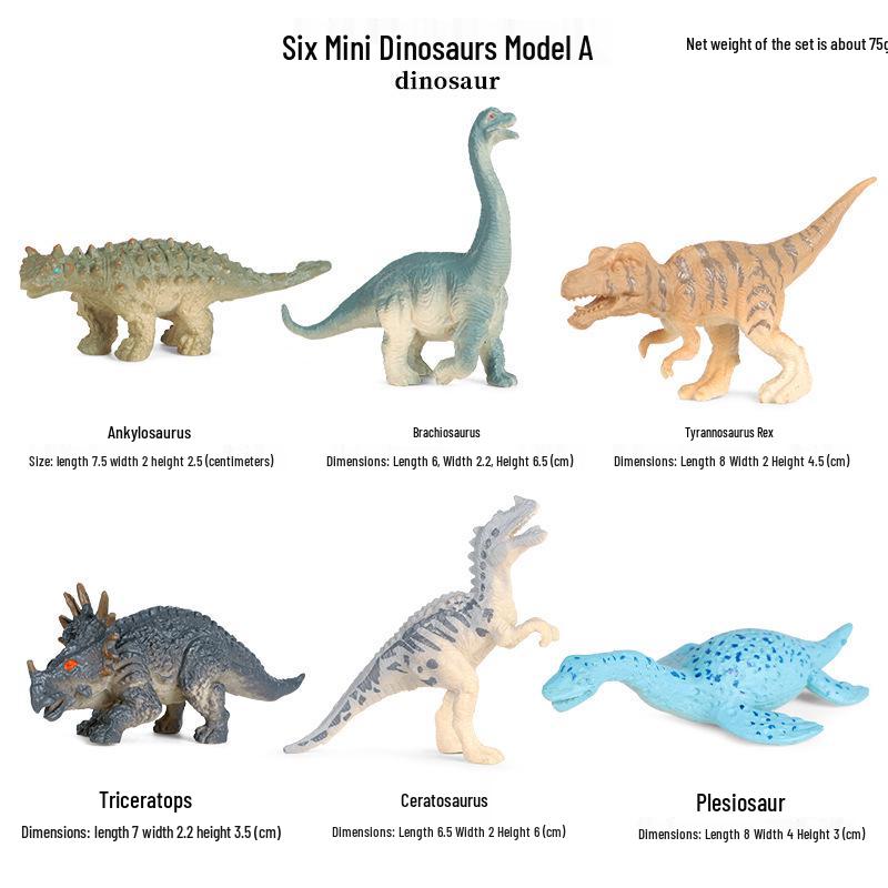 Dinosaur Miniature Set: T-Rex, Dragon, Triceratops, Velociraptor, Stegosaurus & Pterodactyl Nail Art Models