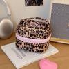 New Fashion Leopard Print Makeup Pouch Large Portable Cosmetic Earphone Bag for Travel Cute Stylish Organizer for Schoolgirls