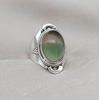 Fluorite Sterling Silver Ring: Green-Gold Crystal, Boho Healing Jewelry