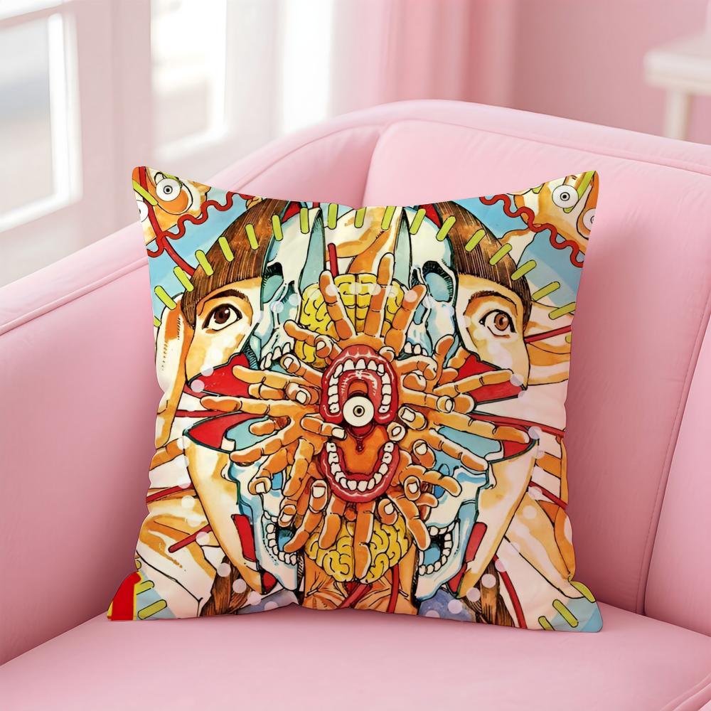 Funny SShintaro Kago Art Cushion Cover Pillowcase Short Plush Invisible zipper Room Sofa Cushion Cover