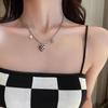 "European & American Double-Layer Love Necklace: Hip-Hop Inspired Long Sweater Chain for Women"
