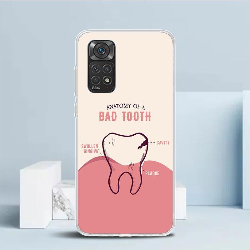 Wisdom Teeth Dentist Tooth Phone Case For Xiaomi Redmi Note 15 14 14S 13 12S 12 Pro Plus 11S 11 11T 11E 10S 10 + Soft TPU Back C