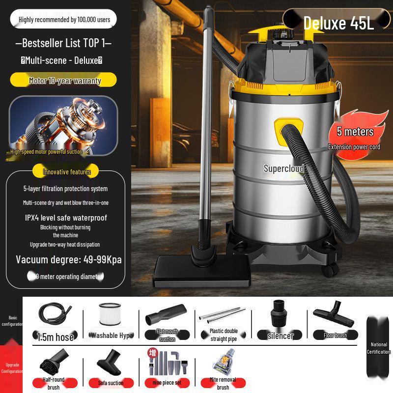 High-Power Industrial & Household Vacuum Cleaner for Carpet, Car, and Seam Cleaning