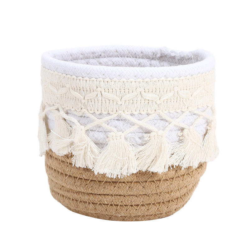 Kosmetický úložný košík Bavlněný pletený držák na štětce na make-up Dekorace do ložnice Organizér Pouzdro Stolní drobnosti Úložný box s třásní