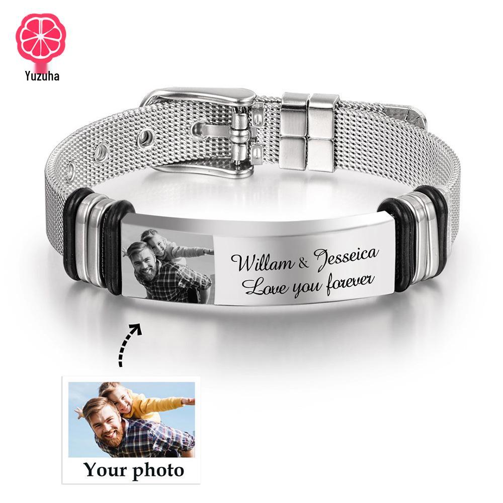 

Браслет для часов из нержавеющей стали с гравировкой на заказ - DIY Фото и Имя Рождественский подарок Blank