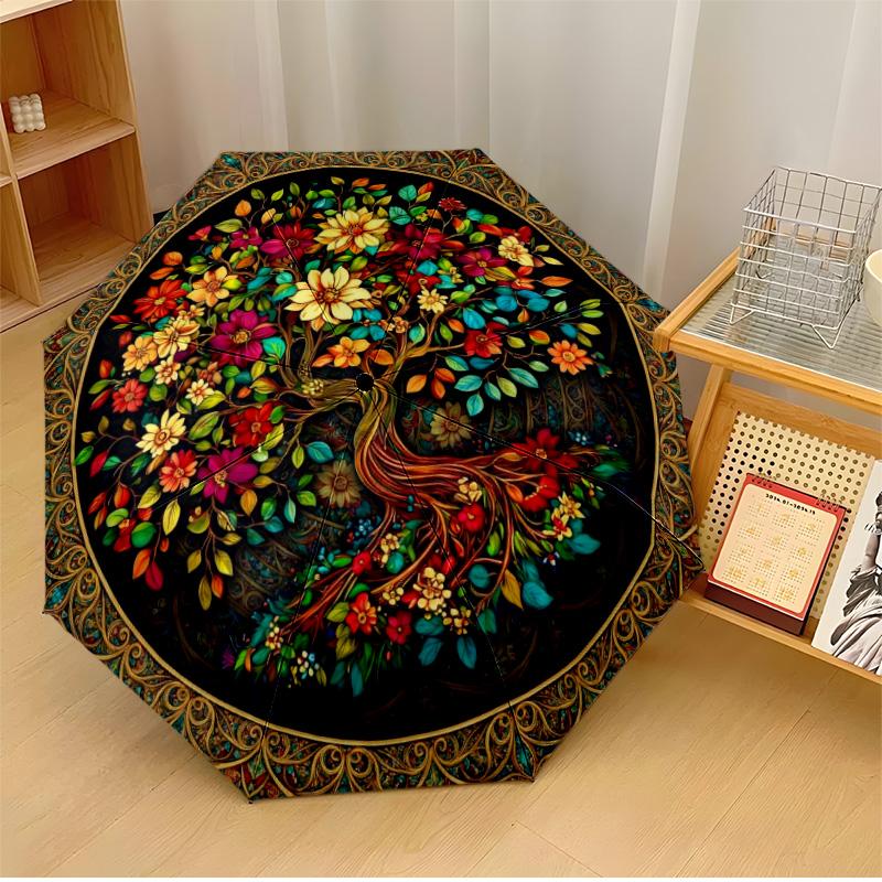 

Triquetra Tree of life Printed umbrella windproof folding umbrella portable sun and rain umbrella suitable for gifting