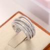 Herren- und Damen-Universalring aus Zirkonia, europäisch und amerikanisch, geometrische Linien, gewunden, unregelmäßig, mehrlagig, Accessoires