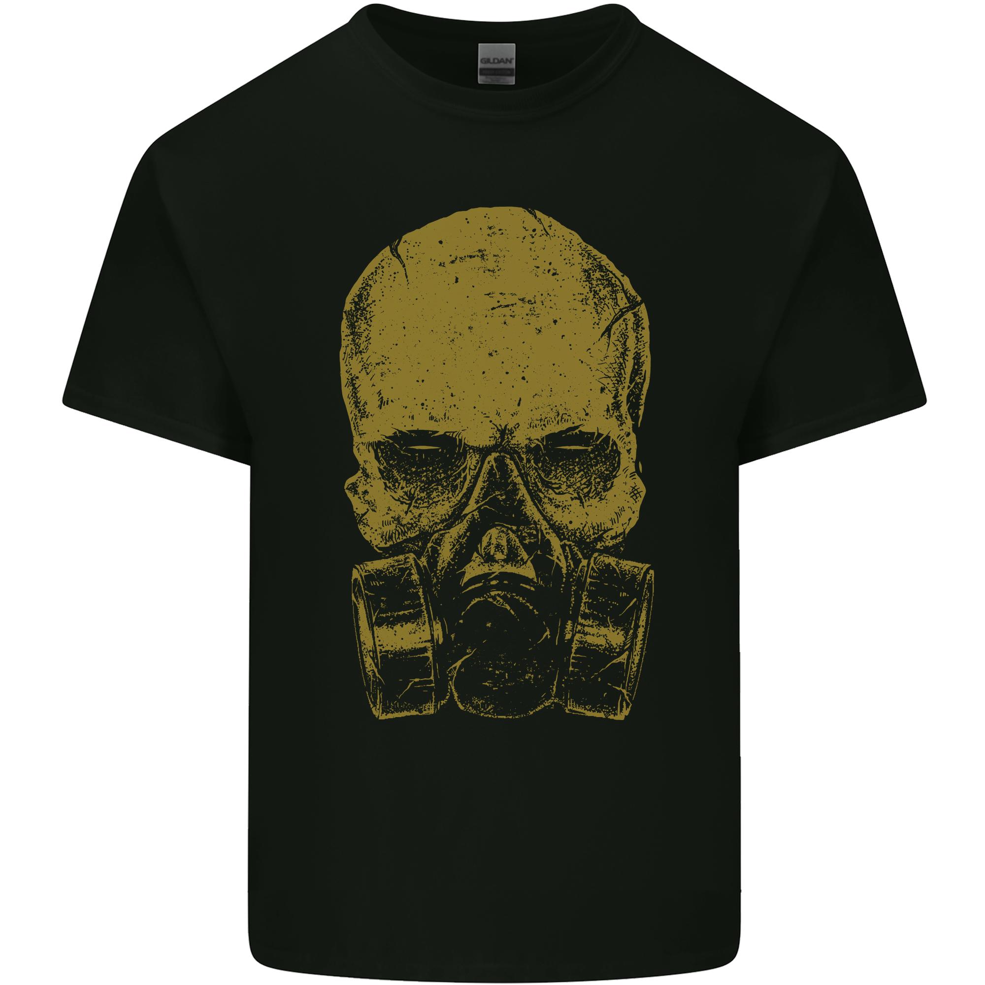 Gold Skull Gas Mask Biker Gothic Unisexs Light Cotton TShirt S
