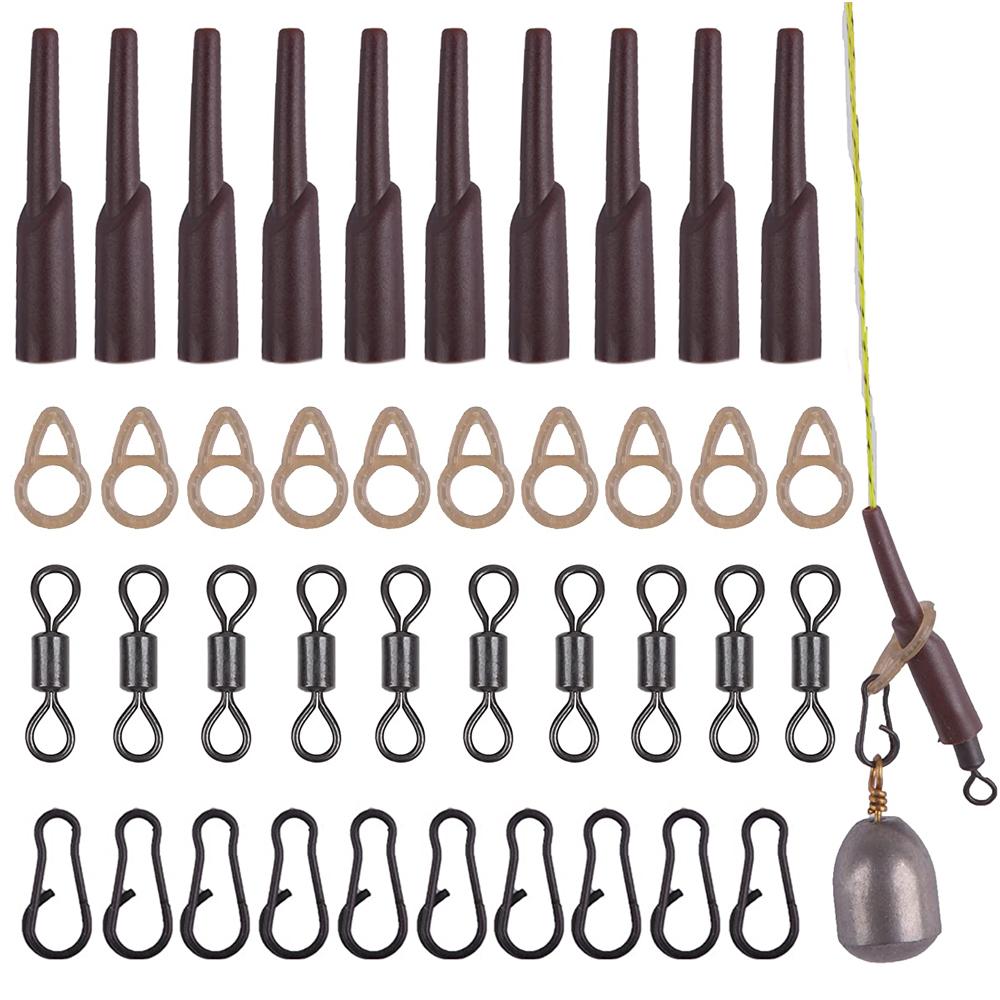 

40Pcs Carp Fishing Running Rig Accessories Kit With Run Rig Rings Rubber Tube Rolling Swivels Clips For Carp Terminal Tackle
