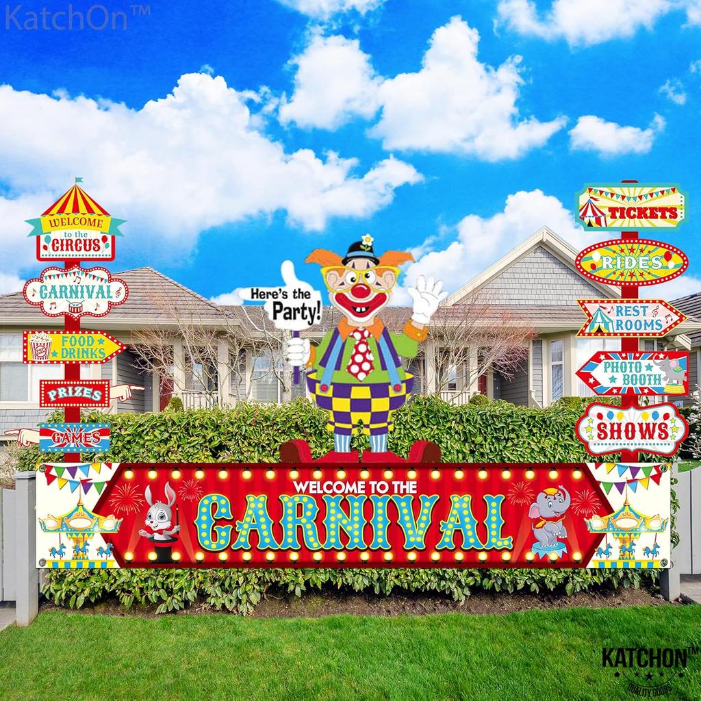 KatchOn, XtraLarge Welcome To The Carnival Banner - 120x20 Inch | Carnival Decorations | Circus Games Decoration for Event Outdoor | Circus Banner
