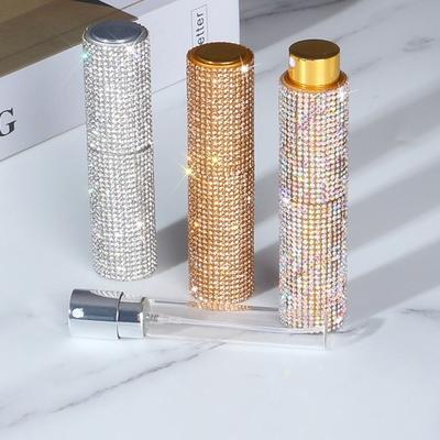 New Portable Spray Bottle 10ml Full Rhinestone Perfume Atomizer Bottle Refillable Scent Pump Travel