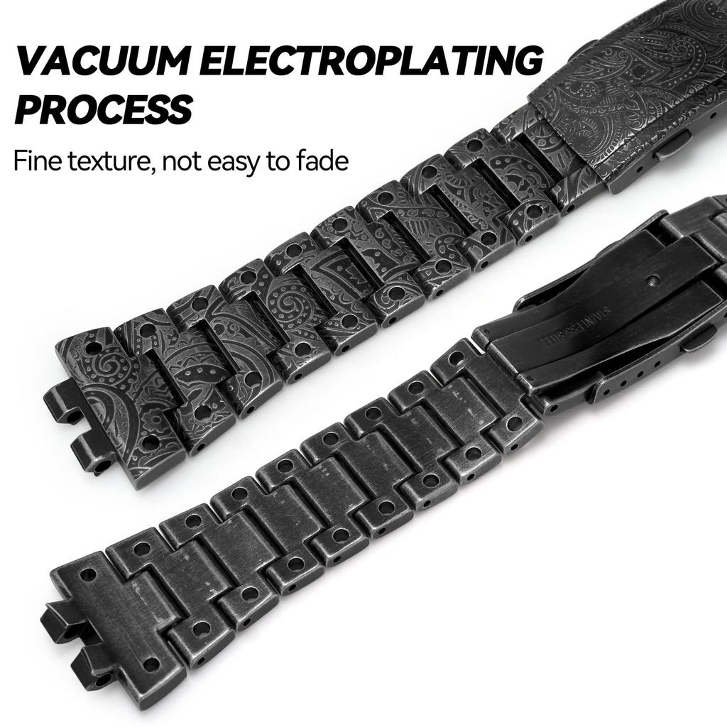 Korlexchi Metalllünette & Armband MOD-Kit für G-SHOCK GMW-B5000 Retro Schwarz 316L