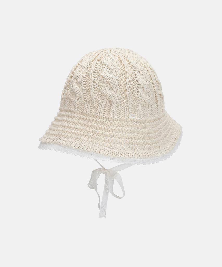 Hwaiteusaenjeu Floral Knit Lace Bonnet Hat Nubia (4 Colors)