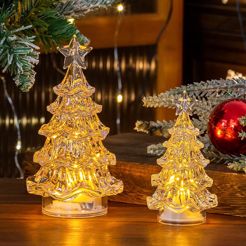 LED Mini Christmas Tree Ornament: Desktop Crystal Night Light for Holiday Decor