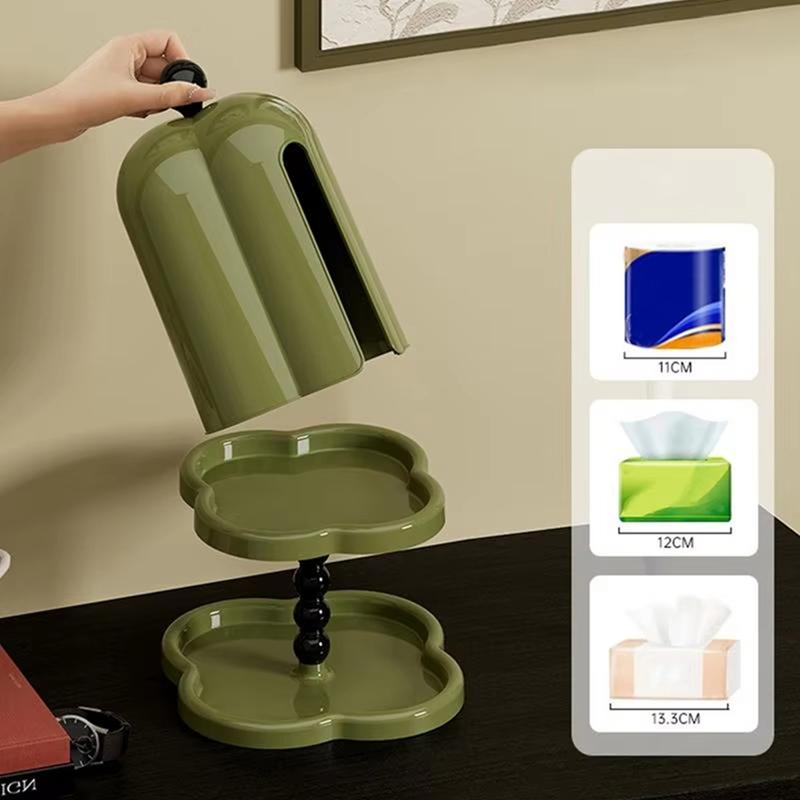 Style Tissue Box Household Table Napkin Ring Tissue Case Paper Box Container With Sealing Cover Doublelayer Suitable Fo