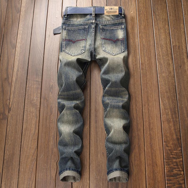 Men's European & American Style Retro Washed Ripped Jeans (Non-Stretch)