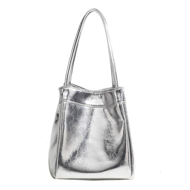 Silver Bright Leather Women's Crossbody Handbag - Spring/Summer 2025 Collection
