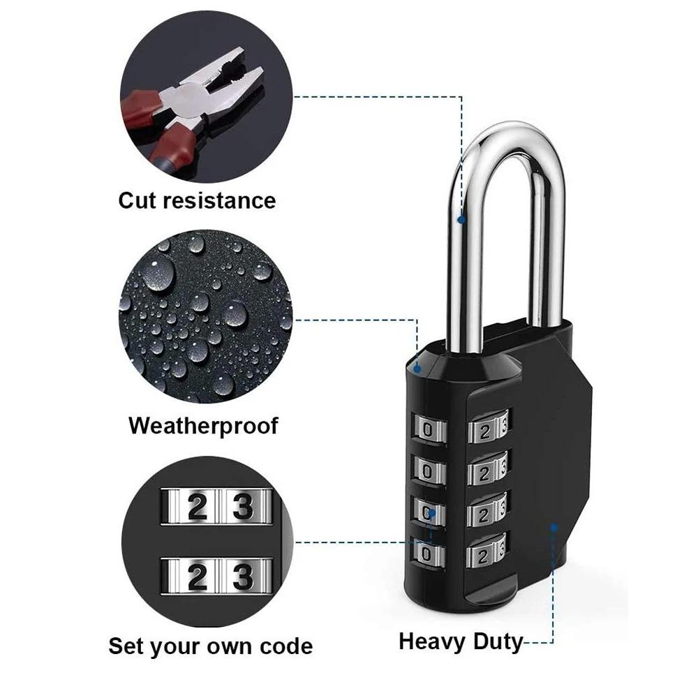 Resettable Padlock with Combination 4 Digit Suitcase Lock Safety Combination Lock  Outdoor