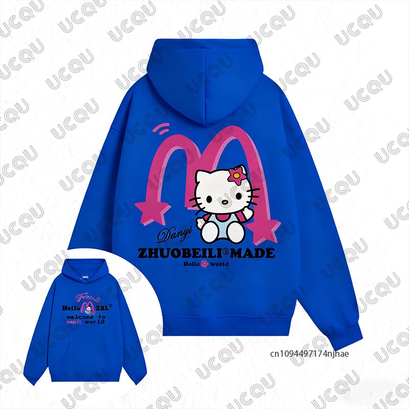 2025 Korea Sle Cartoon Cute HelloKitty Print Women Cotton Hoodie Autumn Winter Long Sleeve Sweatshirt Casual Pullover Unisex Top