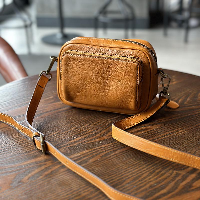 Johnature Borsa a cuscino da donna casual Borse a tracolla e a tracolla versatili in morbida pelle di vacchetta semplice in tinta unita in vera pelle