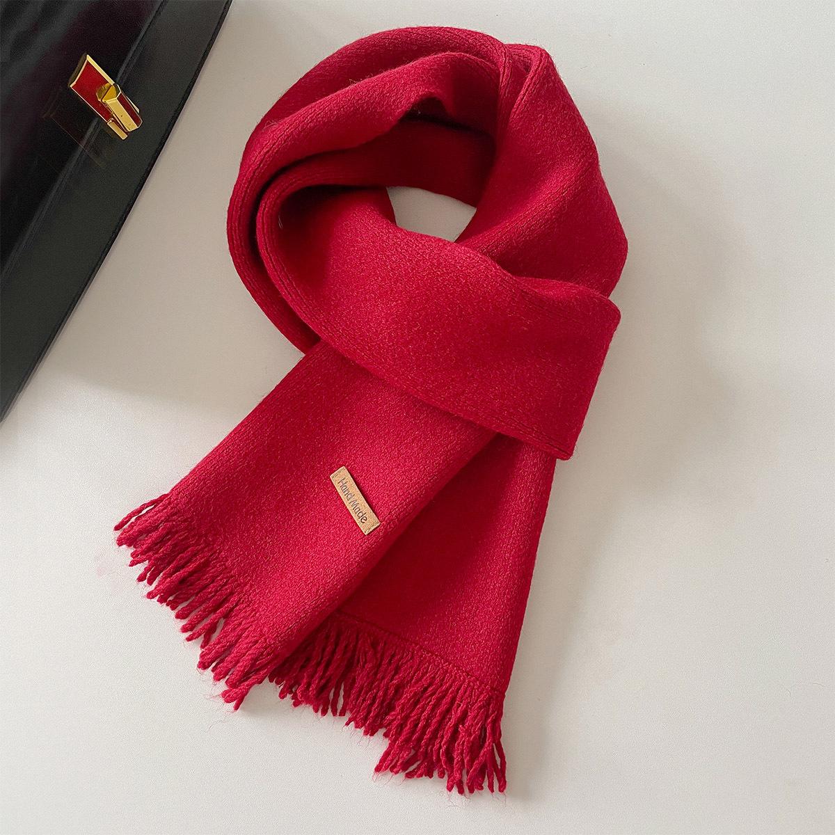 

Women Men Imitation Cashmere Warm Tassel Scarves For Korean Autumn Winter Solid Scarfhijab Designer Shawl Wrap Stoles Scarf 21x166cm