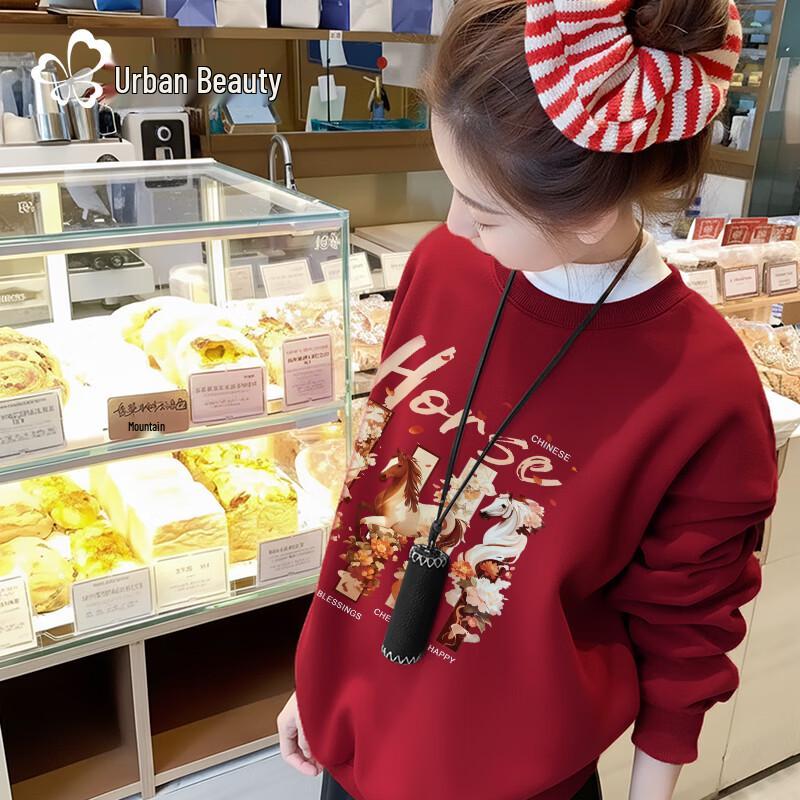 Women s Winter Lamb Wool Plus Velvet Sweatshirt M