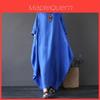 Donna Boho Cotone Lino Ampia Manica Lunga Maxi Camicia da Spiaggia Abito Casual in Tessuto di Qualità Premium