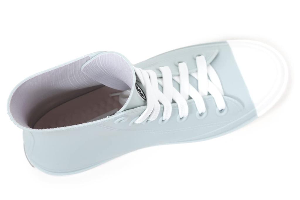 Akiriko MOZ Rain Sneakers with Molded Size L Women's High-Top One-Piece Insoles, Sax,