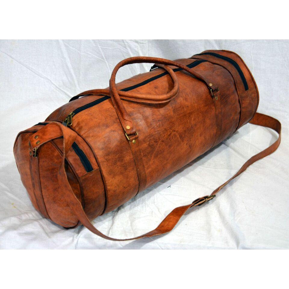 Vintage Leather Overnight Travel Duffle Luggage Gym Bag Handmade Men Weekend