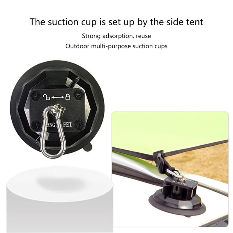 Camping Suction Cup Hook Multifunctional Heavy Duty Tie Down Suction Cup r Accessory with Securing Hook for r