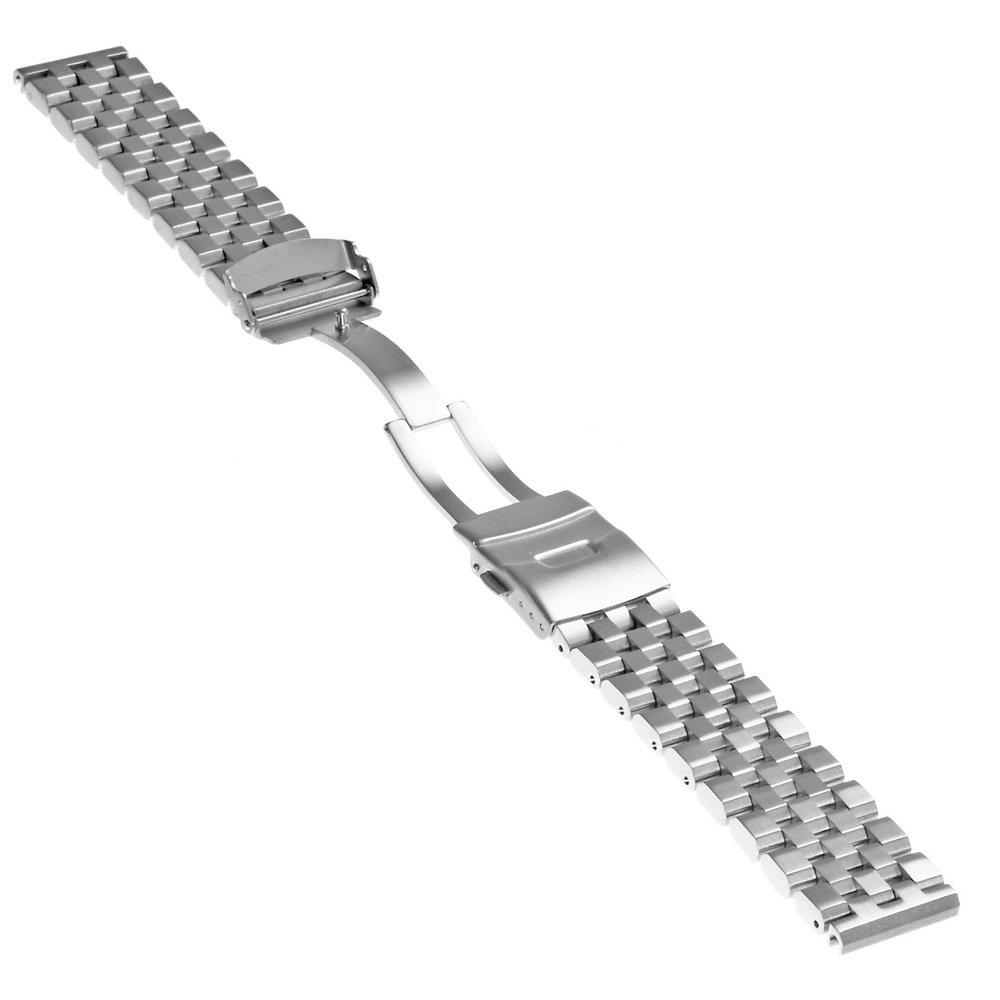 [Kai Tian] Curea de Ceas Metalică Ceas Inginerie Argintiu Oțel Inoxidabil Cataramă Ceas Curea Ceas 24mm