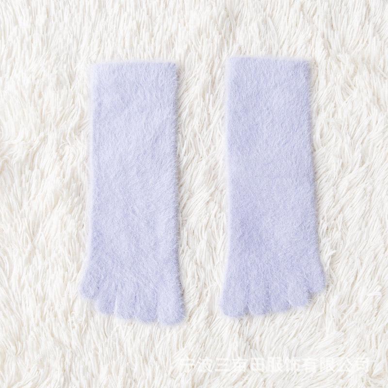 Women's Mid-Calf Fleece-Lined Five-Toe Divide Socks - Thick, Warm Imitation Mink Velvet for Winter