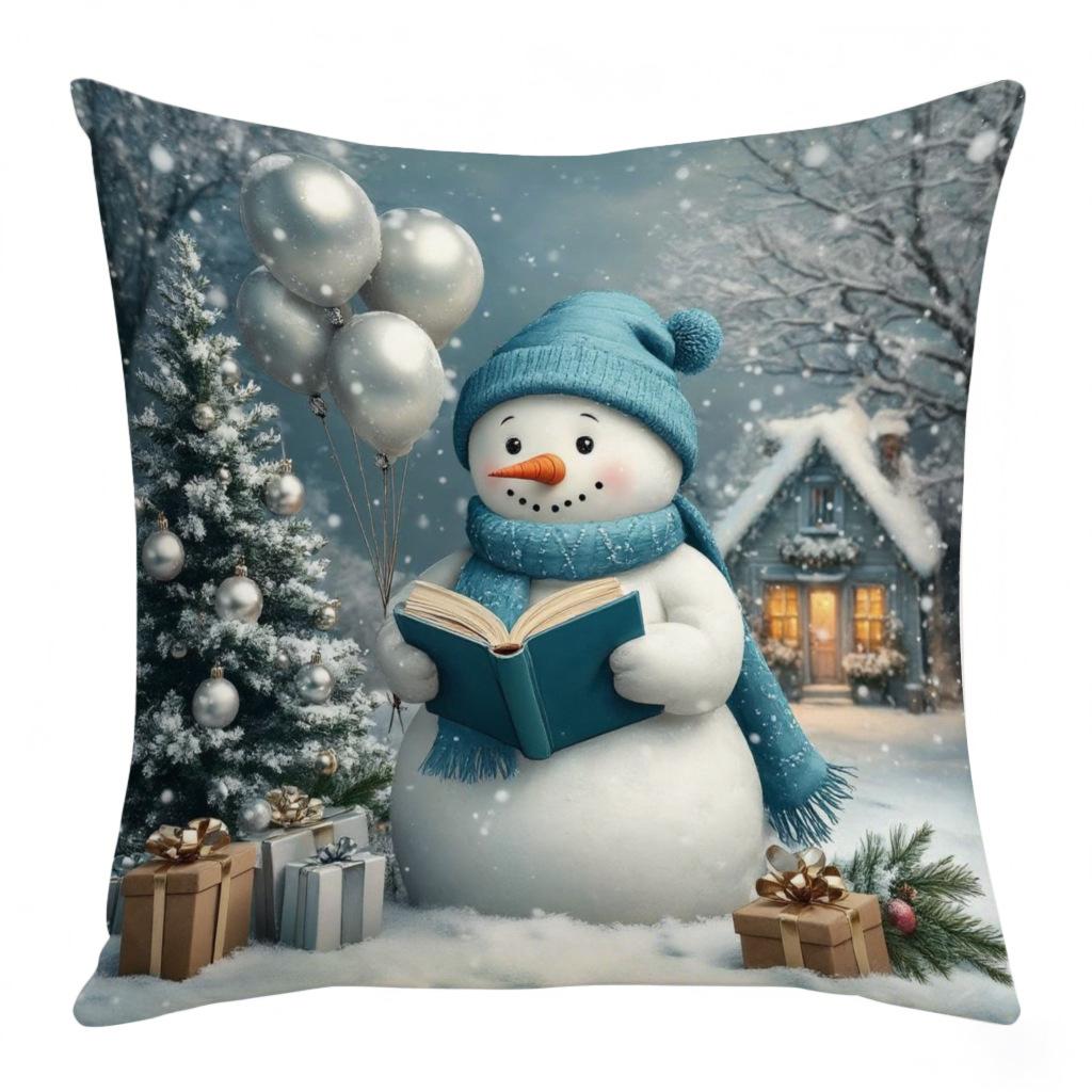 Ins Style Christmas Decoration Festive Atmosphere Gift Santa Claus Print Pillow Cover Car Home Pillow Cover