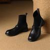Fashion New Autumn Genuine Leather Women Boot Fashion Round Toe Boots for Women Short Boots Botines Mujer Chunky Heels Skinny Boots