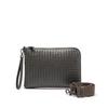 Mens Genuine Leather Woven Handheld Crossbody Bag Daily Commute Black Gray Navy Coffee Beige