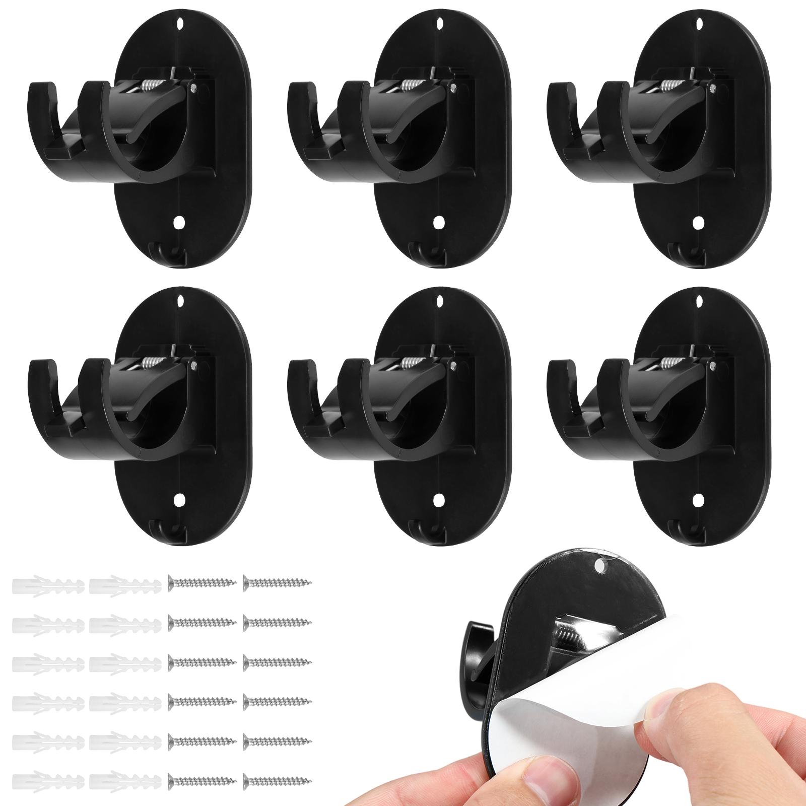 

6 шт. крючков для карниза для штор, самоклеящиеся, прочные, настенные, фиксированные, зажимы для подвешивания, крючок для ванной комнаты