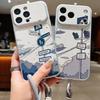 Mount Fuji Train Landscape Leather Lanyard Case For iPhone 18 Pro Max Hybrid TPU+PU Anti-skid Soft Cover For iPhone 17 16 15 14 13 Pro Max
