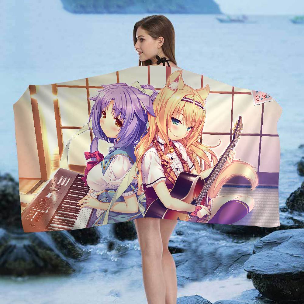 N-Nekopara Anime Bath Towel Microfiber Soft Water Absorbing Breathable For Girl Kids Decorative Cartoon Beach Towel
