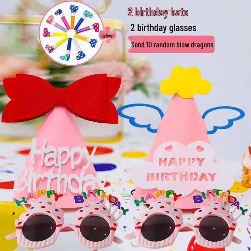 First Birthday Party Glasses & Hats Set for Boys and Girls - Cake & Photo Props