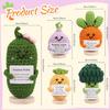 5PCS Emotional Support Crochet Doll with Base, Positive Crochet Vegetables Fruits with Positive Card Handmade Knitted Dolls Plush Cheer Up for