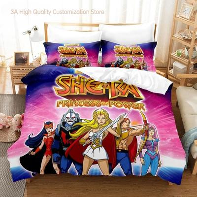 Conjunto de Roupa de Cama She-Ra e as Princesas do Poder Tamanho Solteiro Twin Full Queen King Conjuntos de Capa de Edredom para Quarto de Adulto 3D