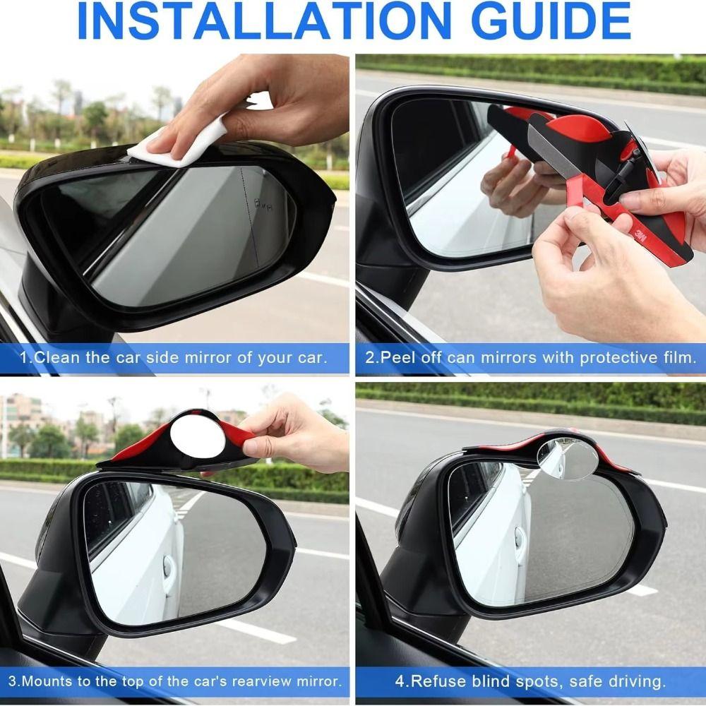 2pcs 360 Degree Adjustable Blind Spot Mirror Wide Angle Rear View Mirror  Blind Spot Detection